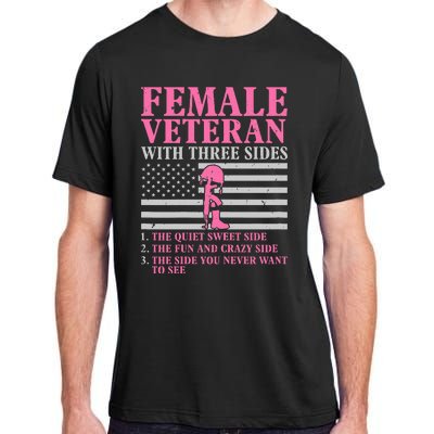 Female Veteran With Three Sides Women Veteran Mother Grandma Adult ChromaSoft Performance T-Shirt