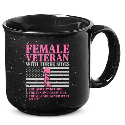 Female Veteran With Three Sides Women Veteran Mother Grandma 15oz Campfire Ceramic Mug