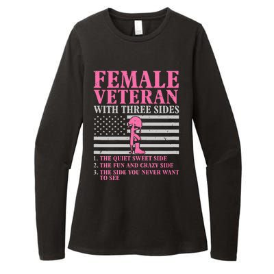 Female Veteran With Three Sides Women Veteran Mother Grandma Womens CVC Long Sleeve Shirt