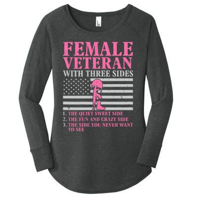 Female Veteran With Three Sides Women Veteran Mother Grandma Women's Perfect Tri Tunic Long Sleeve Shirt