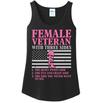 Female Veteran With Three Sides Women Veteran Mother Grandma Ladies Essential Tank