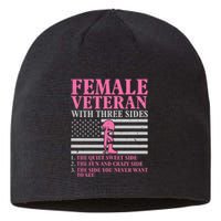 Female Veteran With Three Sides Women Veteran Mother Grandma Sustainable Beanie