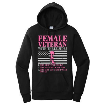 Female Veteran With Three Sides Women Veteran Mother Grandma Women's Pullover Hoodie