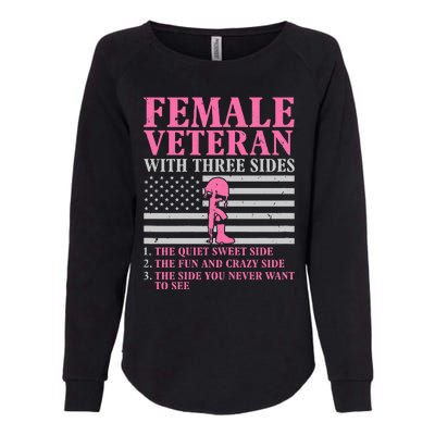 Female Veteran With Three Sides Women Veteran Mother Grandma Womens California Wash Sweatshirt