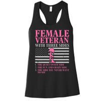 Female Veteran With Three Sides Women Veteran Mother Grandma Women's Racerback Tank