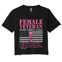 Female Veteran With Three Sides Women Veteran Mother Grandma Women's Crop Top Tee