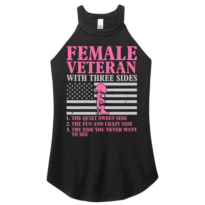 Female Veteran With Three Sides Women Veteran Mother Grandma Women's Perfect Tri Rocker Tank