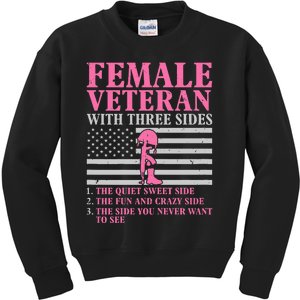 Female Veteran With Three Sides Women Veteran Mother Grandma Kids Sweatshirt