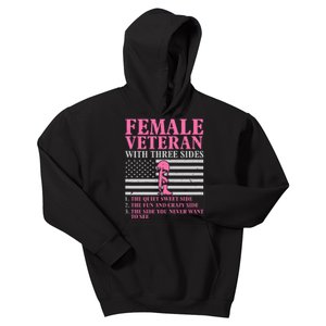 Female Veteran With Three Sides Women Veteran Mother Grandma Kids Hoodie