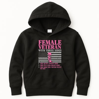 Female Veteran With Three Sides Women Veteran Mother Grandma Kids Hoodie
