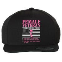 Female Veteran With Three Sides Women Veteran Mother Grandma Wool Snapback Cap