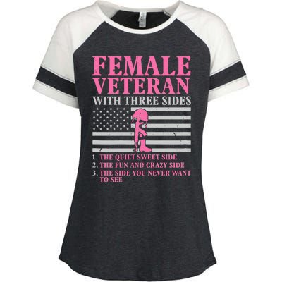 Female Veteran With Three Sides Women Veteran Mother Grandma Enza Ladies Jersey Colorblock Tee