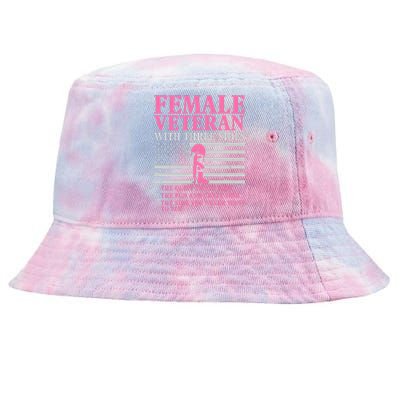 Female Veteran With Three Sides Women Veteran Mother Grandma Tie-Dyed Bucket Hat