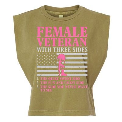 Female Veteran With Three Sides Women Veteran Mother Grandma Garment-Dyed Women's Muscle Tee