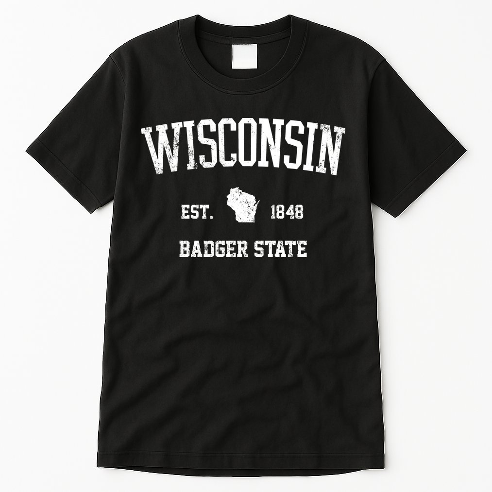 Funny Vintage Wisconsin Est 1849 Badger State Tall T-Shirt