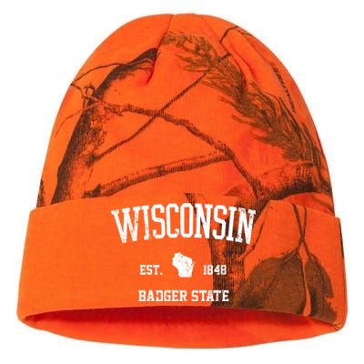 Funny Vintage Wisconsin Est 1849 Badger State Kati Licensed 12" Camo Beanie