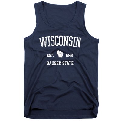 Funny Vintage Wisconsin Est 1849 Badger State Tank Top