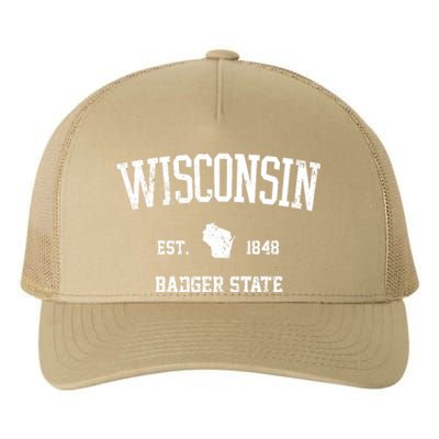 Funny Vintage Wisconsin Est 1849 Badger State Yupoong Adult 5-Panel Trucker Hat