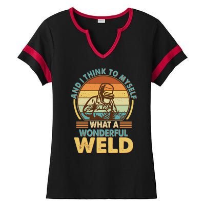 Funny Vintage What A Wonderful Weld Ladies Halftime Notch Neck Tee