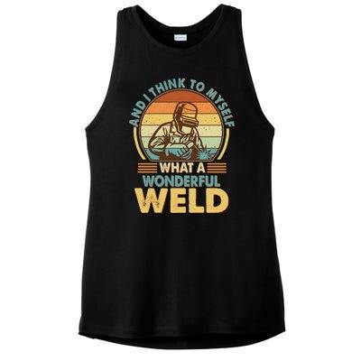 Funny Vintage What A Wonderful Weld Ladies PosiCharge Tri-Blend Wicking Tank