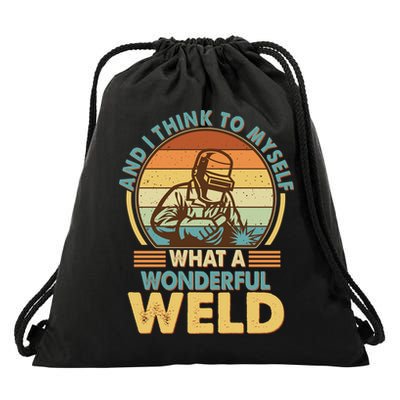 Funny Vintage What A Wonderful Weld Drawstring Bag