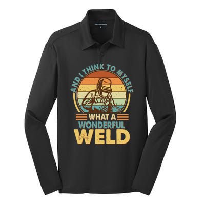 Funny Vintage What A Wonderful Weld Silk Touch Performance Long Sleeve Polo