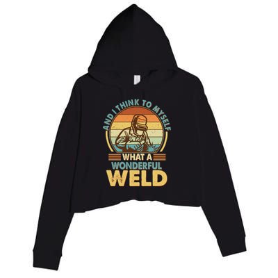 Funny Vintage What A Wonderful Weld Crop Fleece Hoodie