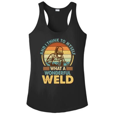 Funny Vintage What A Wonderful Weld Ladies PosiCharge Competitor Racerback Tank