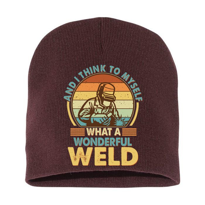 Funny Vintage What A Wonderful Weld Short Acrylic Beanie