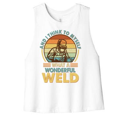 Funny Vintage What A Wonderful Weld Women's Racerback Cropped Tank