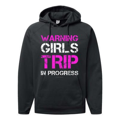 Funny Vacation Warning Trip In Progress Performance Fleece Hoodie