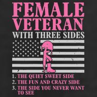 Female Veteran with Three Sides  Veteran Mother Grandma 7 Panel Mesh Trucker Snapback Hat