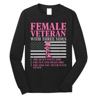 Female Veteran with Three Sides  Veteran Mother Grandma Long Sleeve Shirt