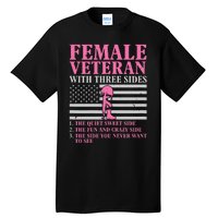 Female Veteran with Three Sides  Veteran Mother Grandma Tall T-Shirt