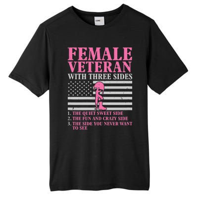 Female Veteran with Three Sides  Veteran Mother Grandma Tall Fusion ChromaSoft Performance T-Shirt