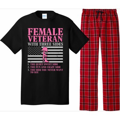 Female Veteran with Three Sides  Veteran Mother Grandma Pajama Set