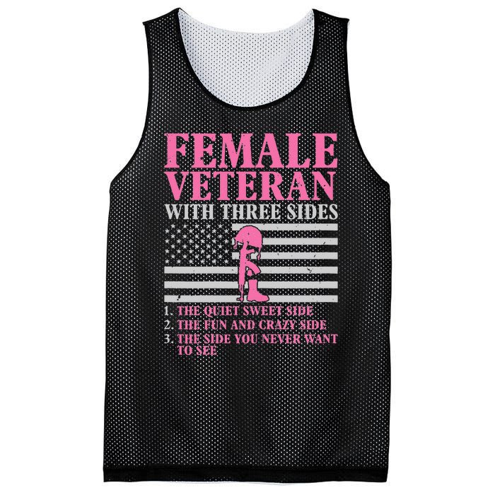 Female Veteran with Three Sides  Veteran Mother Grandma Mesh Reversible Basketball Jersey Tank