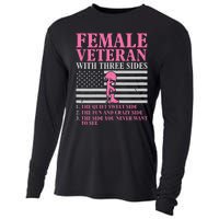 Female Veteran with Three Sides  Veteran Mother Grandma Cooling Performance Long Sleeve Crew