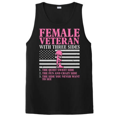 Female Veteran with Three Sides  Veteran Mother Grandma PosiCharge Competitor Tank