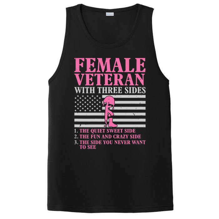 Female Veteran with Three Sides  Veteran Mother Grandma PosiCharge Competitor Tank