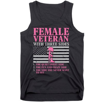 Female Veteran with Three Sides  Veteran Mother Grandma Tank Top