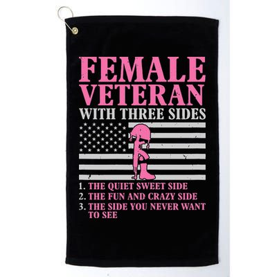 Female Veteran with Three Sides  Veteran Mother Grandma Golf Towel