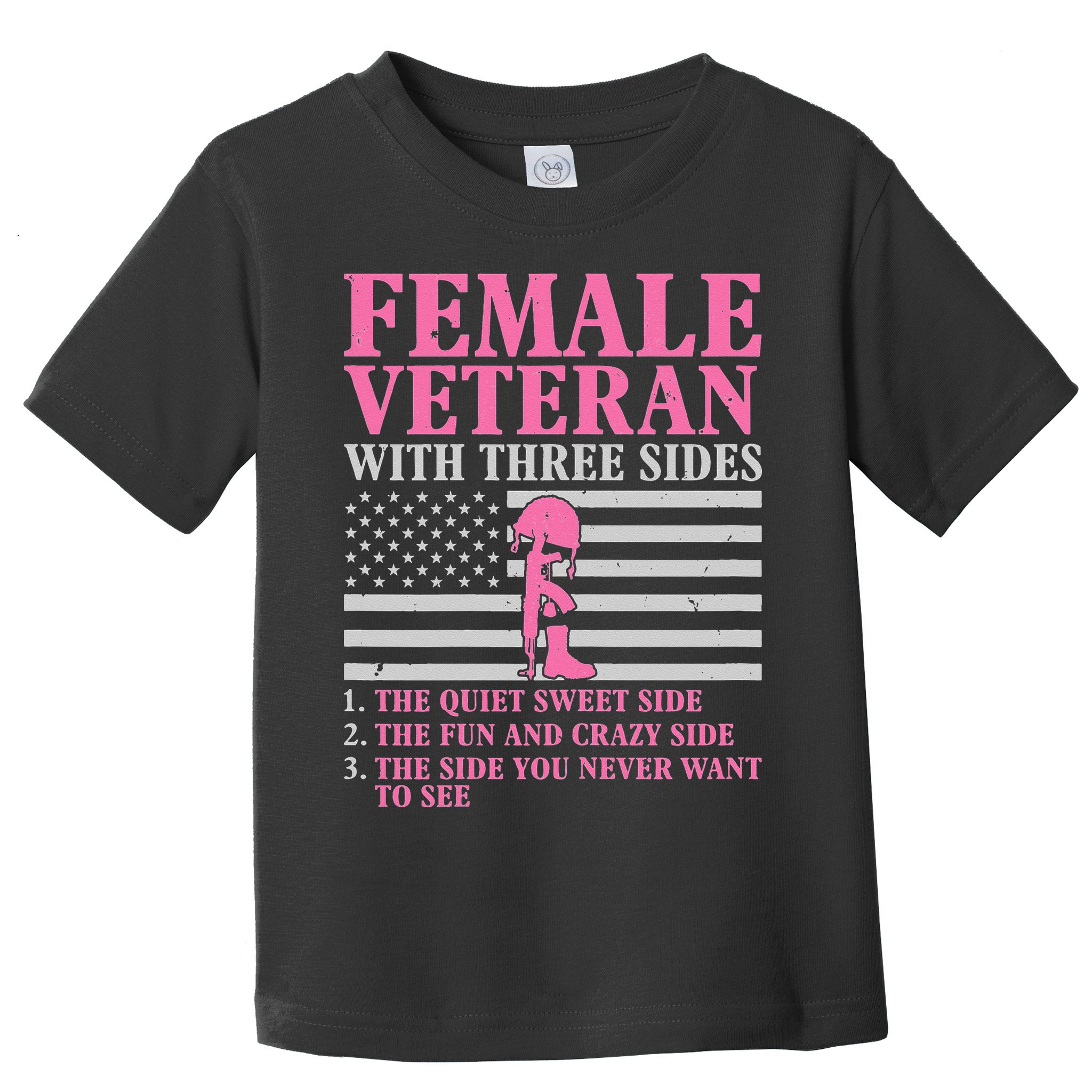 Female Veteran with Three Sides  Veteran Mother Grandma Toddler T-Shirt