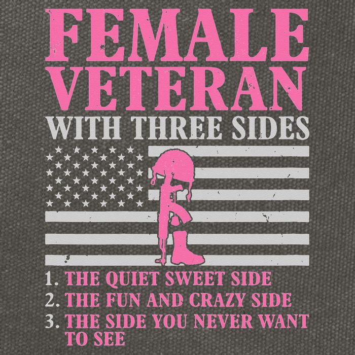 Female Veteran with Three Sides  Veteran Mother Grandma Cotton Canvas Backpack