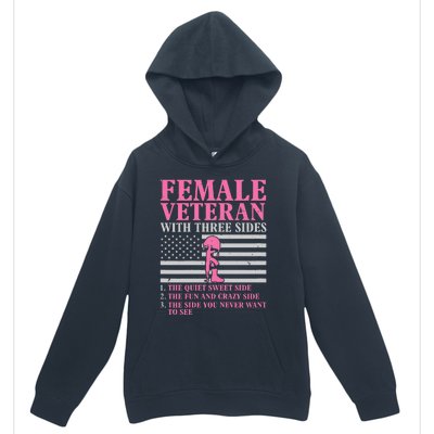 Female Veteran with Three Sides  Veteran Mother Grandma Urban Pullover Hoodie