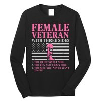 Female Veteran With Three Sides Veteran Mother Grandma Long Sleeve Shirt