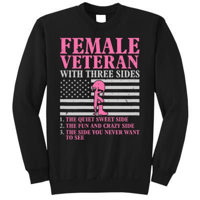 Female Veteran With Three Sides Veteran Mother Grandma Sweatshirt