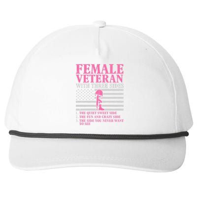 Female Veteran With Three Sides Veteran Mother Grandma Snapback Five-Panel Rope Hat