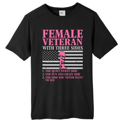 Female Veteran With Three Sides Veteran Mother Grandma Tall Fusion ChromaSoft Performance T-Shirt