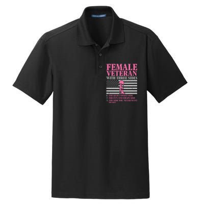 Female Veteran With Three Sides Veteran Mother Grandma Dry Zone Grid Polo